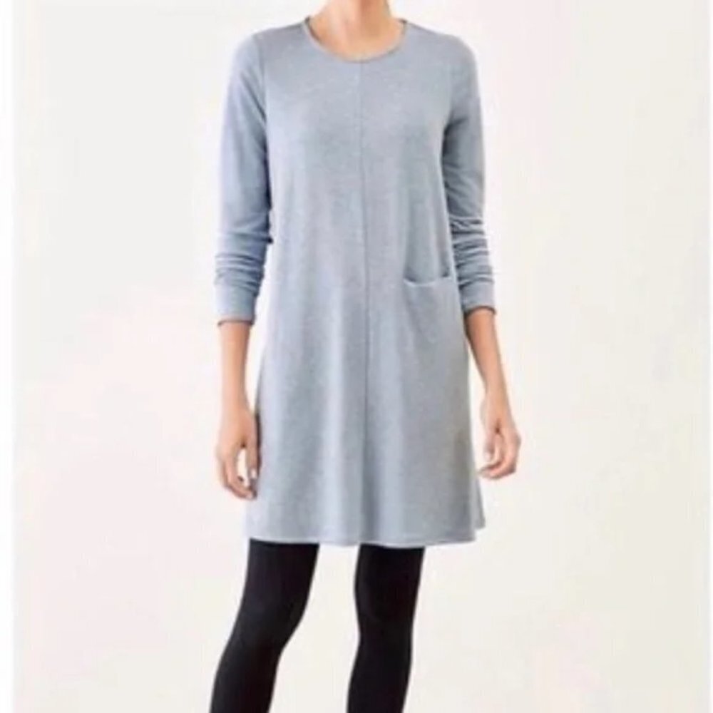 J Jill Pure Jill dress Blue Luxe Tencel Shift Dress Tunic Size Small